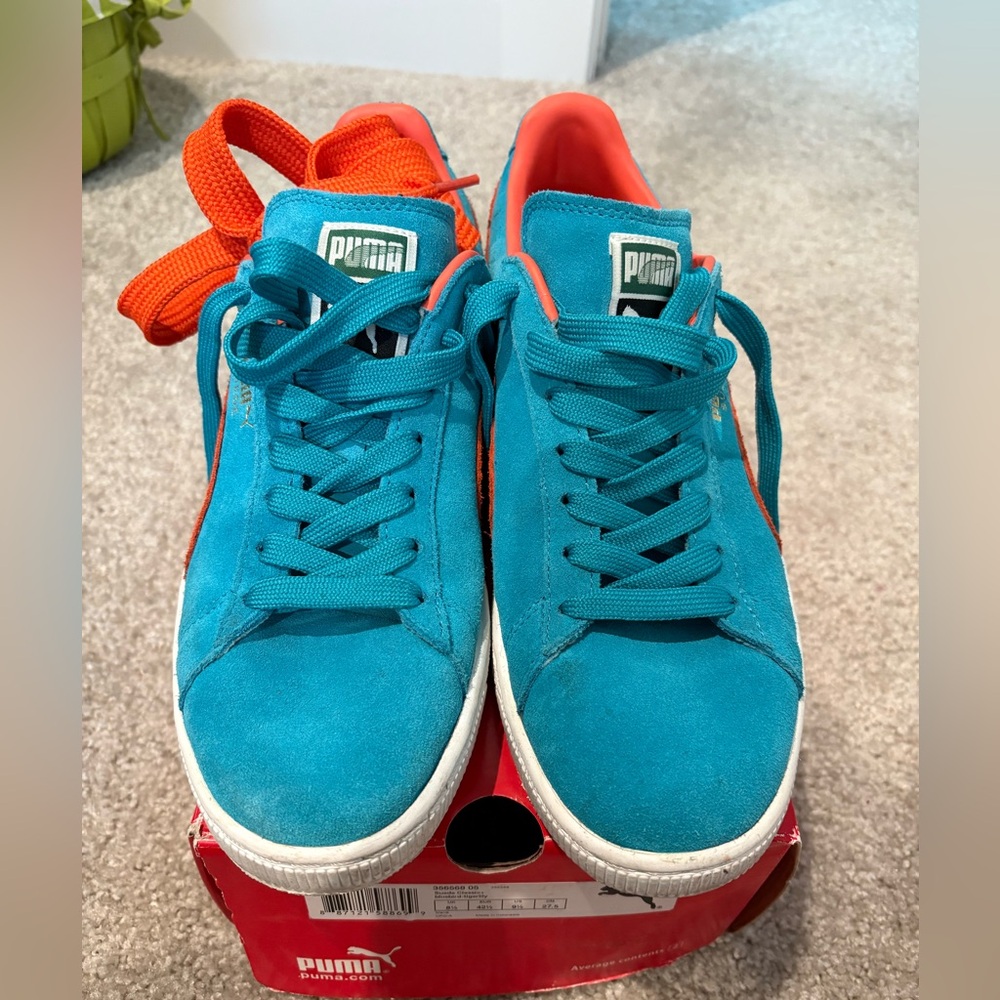 Puma Men's Teal and Orange Sneakers sz 9.5